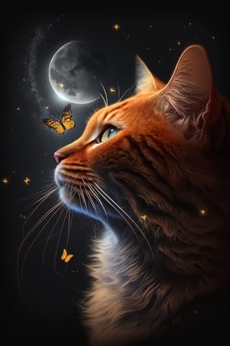 Orange Katze und Schmetterling 1000 Teile Holzpuzzle für Erwachsene, einzigartig geformte Teile mit robuster Holzkonstruktion, perfekt für Geburtstagsgeschenke und Familiengeschenke von Hothostl