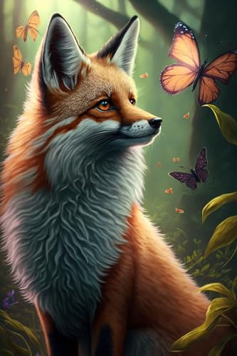 Puzzle 500 Teile Holzpuzzle Fuchs und Schmetterling Bild Familie Dekorationen, Einzigartiges Geburtstagsgeschenk Geeignet für Erwachsene von Hothostl