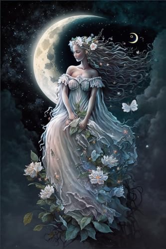 Puzzle für Erwachsene 500 Teile, Großes Puzzle Familienspiel Erwachsene Dekompression Geschenk für DIY Intellektives Lernspiel Geschenk (Mond Blumenmädchen Puzzle) von Hothostl