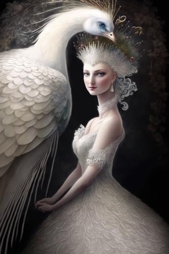 Puzzle für Erwachsene 500 Teile, Großes Puzzle Familienspiel Erwachsene Dekompression Geschenk für DIY Intellektives Lernspiel Geschenk (Prinzessin Weiß Pfau Puzzle) von Hothostl