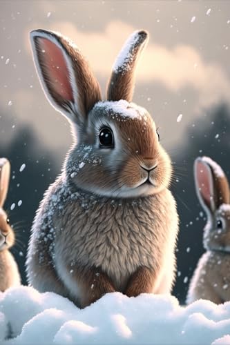 Puzzle für Erwachsene 500 Teile, Großes Puzzle Familienspiel Erwachsene Dekompression Geschenk für DIY Intellektives Lernspiel Geschenk (Winter Grau Hase Puzzle) von Hothostl