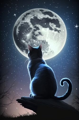 Schwarze Katze auf einem Vollmond-Puzzle – 500-teiliges Puzzle für Erwachsene, herausforderndes Puzzle – 500 Teile, fertige Größe ist 20,6 x 38,1 cm Schwarze Katze auf einem Vollmond-Puzzle – 500-teiliges Puzzle für Erwachsene, herausforderndes Puzzle – 500 Teile, fertige Größe ist 20,6 x 38,1 cm von Hothostl