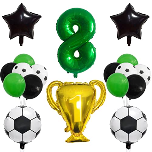 Houhounb 8 Jahr Kindergeburtstag Deko Fußball Champion Trophäe Luftballon Geburtstag Dekorationen Zahl 8 Ballon Fussball FolienBallon Ballon für Kinder Fußball Themenfeier Party Geburtstagsdeko von Houhounb