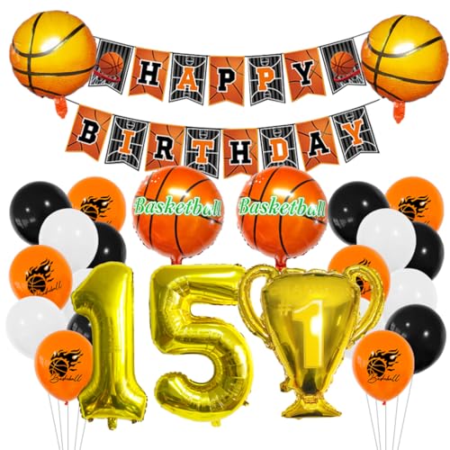 Houhounb Basketball Luftballon Set 15 Jahr Jungen Geburtstagsdeko with Happy Birthday Banner Zahl 15 Ballon FolienBallon Basketball Druck Ballon Trophäe Ballon für 15. Geburtstag Party Dekoration Houhounb Basketball Luftballon Set 15 Jahr Jungen Geburtstagsdeko with Happy Birthday Banner Zahl 15 Ballon FolienBallon Basketball Druck Ballon Trophäe Ballon für 15. Geburtstag Party Dekoration von Houhounb