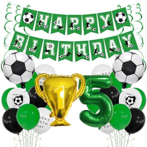 Houhounb Fussball Ballon 5. Geburtstag Grüner Ballon 5 Jahre Junge Fussball Geburtstag Dekoration Trophäe Helium Ballon with Bänder für Thema Fußball Kindergeburtstag Party Houhounb Fussball Ballon 5. Geburtstag Grüner Ballon 5 Jahre Junge Fussball Geburtstag Dekoration Trophäe Helium Ballon with Bänder für Thema Fußball Kindergeburtstag Party von Houhounb