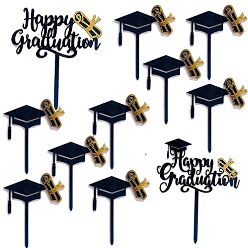 Houhounb Graduation Cake Toppers Geburtstagskuchen Acryl Deko 2 Happy Graduation Cake Topper und 9 Graduation Hat Dekoration für Abschluss Tortenaufsatz Abschluss Aufkleber,Schwarz Houhounb Graduation Cake Toppers Geburtstagskuchen Acryl Deko 2 Happy Graduation Cake Topper und 9 Graduation Hat Dekoration für Abschluss Tortenaufsatz Abschluss Aufkleber,Schwarz von Houhounb