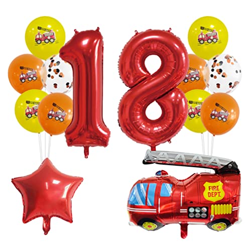 Houhounb Kindergeburtstag Feuerwehrauto Dekorationen 18 Geburtstag Ballon Folienballons Feuerwehr Deko für Kinder Party Deko Geburtstagsdeko von Houhounb