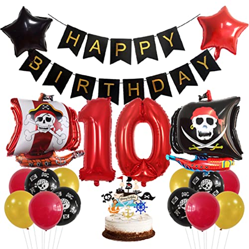 Houhounb Pirate 10. Geburtstag Deko Pirate Deko 10 Jahre Kindergeburtstag Party Deko Kinder Pirate Luftballon Tortendeko für Thema Pirate Kindergeburtstag Halloween Party Houhounb Pirate 10. Geburtstag Deko Pirate Deko 10 Jahre Kindergeburtstag Party Deko Kinder Pirate Luftballon Tortendeko für Thema Pirate Kindergeburtstag Halloween Party von Houhounb