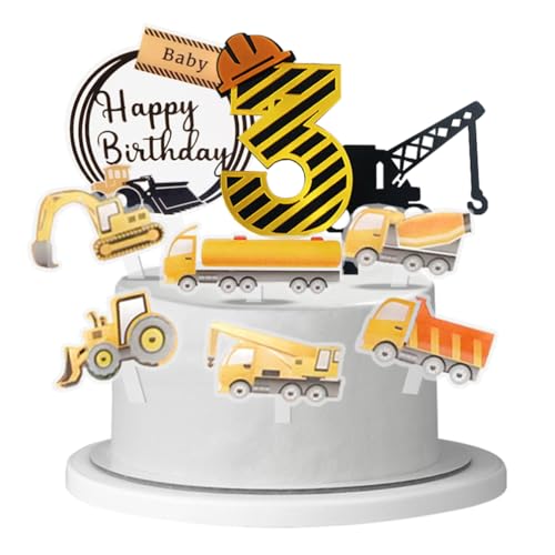 Houhounnb Baufahrzeug Tortendekorationen Acryl Cake Topper 3 Jahr Geburtstag Bulldozer Bagger Kran Mixer Tortenstecker Kuchenstecker für Kinder 3. Geburtstag Party Dekoration Houhounnb Baufahrzeug Tortendekorationen Acryl Cake Topper 3 Jahr Geburtstag Bulldozer Bagger Kran Mixer Tortenstecker Kuchenstecker für Kinder 3. Geburtstag Party Dekoration von Houhounb
