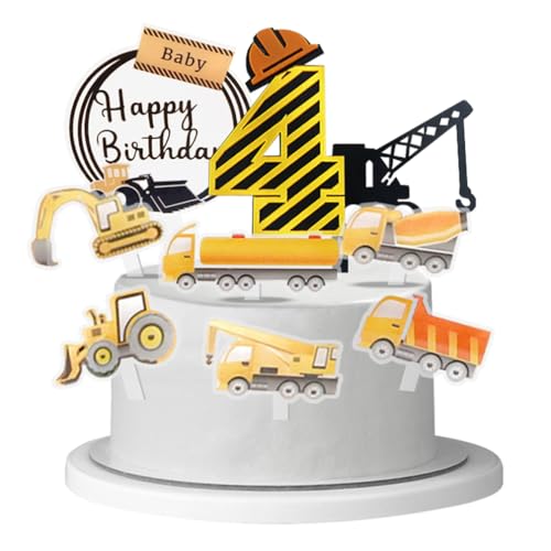 Houhounnb Baufahrzeug Tortendekorationen Acryl Cake Topper 4 Jahr Geburtstag Bulldozer Bagger Kran Mixer Tortenstecker Kuchenstecker für Kinder 4. Geburtstag Party Dekoration Houhounnb Baufahrzeug Tortendekorationen Acryl Cake Topper 4 Jahr Geburtstag Bulldozer Bagger Kran Mixer Tortenstecker Kuchenstecker für Kinder 4. Geburtstag Party Dekoration von Houhounb
