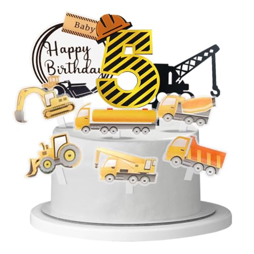 Houhounnb Baufahrzeug Tortendekorationen Acryl Cake Topper 5 Jahr Geburtstag Bulldozer Bagger Kran Mixer Tortenstecker Kuchenstecker für Kinder 5. Geburtstag Party Dekoration Houhounnb Baufahrzeug Tortendekorationen Acryl Cake Topper 5 Jahr Geburtstag Bulldozer Bagger Kran Mixer Tortenstecker Kuchenstecker für Kinder 5. Geburtstag Party Dekoration von Houhounb