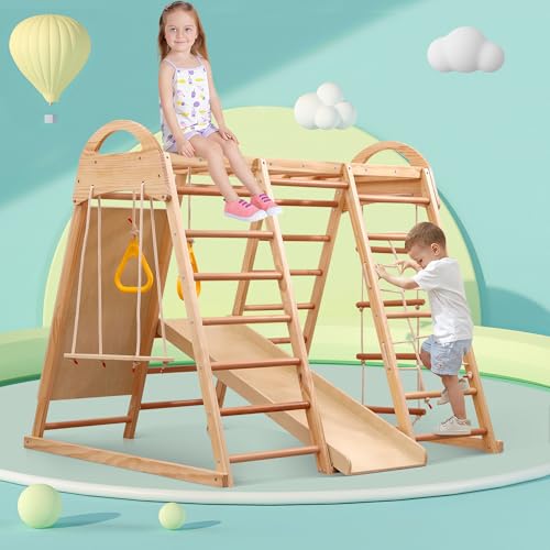 Houkiper Kinder klettergerüst Indoor, 7-in-1 Mittelgroßer kletterwand kinderzimmer Klettergerüst mit Rutsche Kletterwand Schaukel, Indoor-Spielplatz für Kinder im Alter von 3 bis 6 Jahren, Houkiper Kinder klettergerüst Indoor, 7-in-1 Mittelgroßer kletterwand kinderzimmer Klettergerüst mit Rutsche Kletterwand Schaukel, Indoor-Spielplatz für Kinder im Alter von 3 bis 6 Jahren, von Houkiper