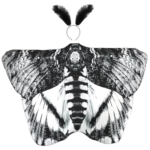 Houolsator Motten Kostüm lebensee Mottenflügel mit Federn Stirnband Schmetterling Cape Halloween Kostüme für Frauen Männer Flügel Houolsator Motten Kostüm lebensee Mottenflügel mit Federn Stirnband Schmetterling Cape Halloween Kostüme für Frauen Männer Flügel von Houolsator