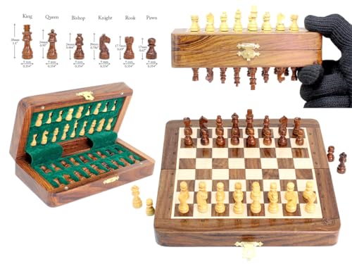 House of Chess - 16,5 cm großes magnetisches faltbares Reiseschach-Set aus Holz | Brett – algebraische Notation – zwei zusätzliche Königinnen – handgefertigt – Premium-Qualität (goldenes House of Chess - 16,5 cm großes magnetisches faltbares Reiseschach-Set aus Holz | Brett – algebraische Notation – zwei zusätzliche Königinnen – handgefertigt – Premium-Qualität (goldenes von House of Chess