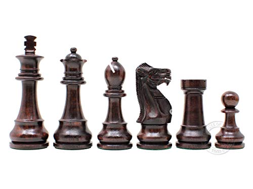 House of Chess - Tournament Chess Set – Einzigartige Staunton Ringy Rosewood / Boxwood Chess Pieces – King Höhe: 95 mm (3,75 mm) – 2 Extra Queens – Weighted von House of Chess
