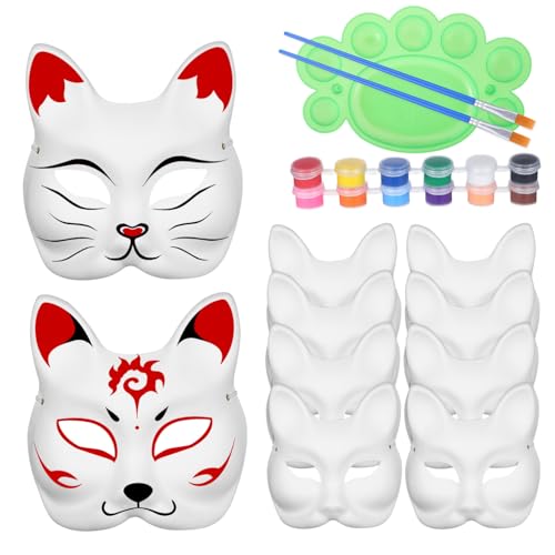Housoutil 1 Satz DIY Fuchsmaske Leere Papiermasken zum Bemalen mit Farben und Pinsel Bastelset für Schulpartys Halloween und Cosplay Aktivitäten Housoutil 1 Satz DIY Fuchsmaske Leere Papiermasken zum Bemalen mit Farben und Pinsel Bastelset für Schulpartys Halloween und Cosplay Aktivitäten von Housoutil