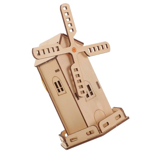 Housoutil 1 Satz Solare Windmühle Solarenergie- Für Wissenschaftliches Windmühlenspielzeug Solarenergie- -kit Zur Solarmontage Light Brown Hölzern von Housoutil