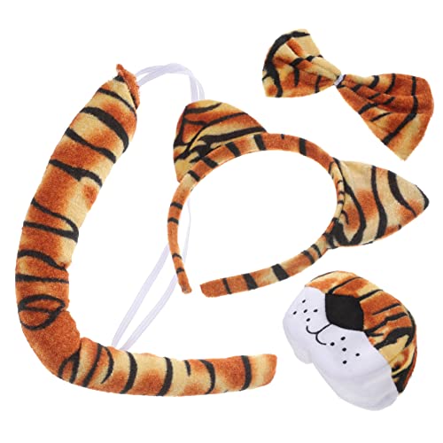 Housoutil 1 Satz Tiger Stirnband Nase Tigerkostüm für Kinder Tigerschwanz und Ohren haarschmuck Kinderkleidung Leopardenschwänze Kostüm Zubehör für Leopardenkostüme niedlich von Housoutil