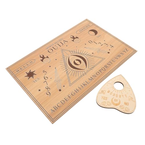 Housoutil 1 Satz hölzerne Ornamente Hexe Divination Wohnkultur gruselig Planke Pendel Holzplatte Pendel-Wahrsagebrett Pendelbrett Holz Spirit Board. Weissagungszubehör Wahrsagematte Beige von Housoutil