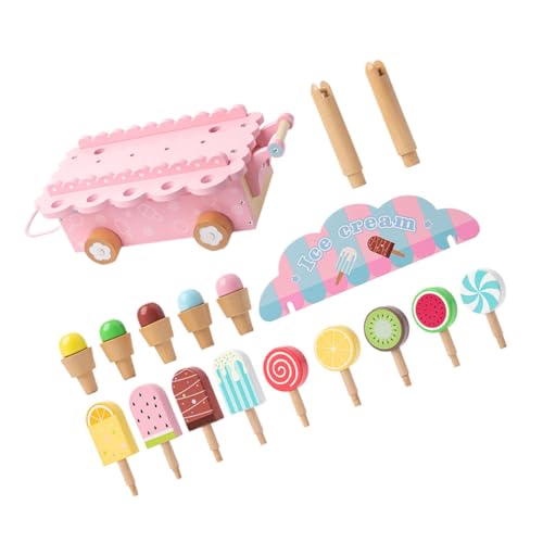 Housoutil 1 Set Holz Rollenspiel Eiswagen Lernspielzeug Eiswagen Spielzeug Kinder Eisständer Aus Holz Rollenspiel Eiswagen Spielzeug von Housoutil