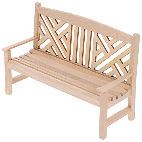 Housoutil 1 Stück Mini-Bank Holzmöbel Mini- Holz-Doppelstuhl Modell DIY-Modell Künstliche Szene Möbel Doppelstuhl Puppenhaus-Zubehör Dekor von Housoutil