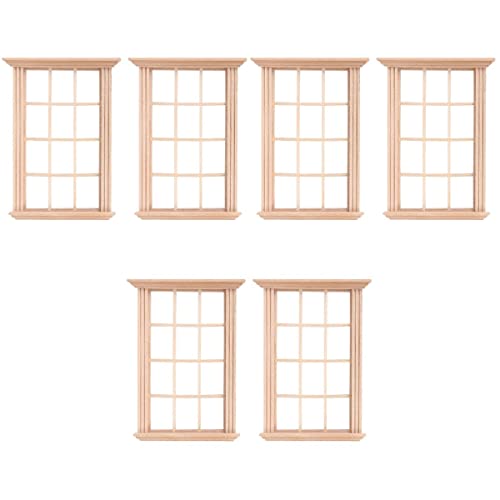 Housoutil 1:12 Puppenhaus Miniatur-DIY-Holzfenster Miniatur-Fensterrahmenmodell Unbemaltes Holzfenster Puppenhaus Mini-Fensterrahmen Verzierung Für DIY-Szene Puppenwohnmöbel Basteln von Housoutil