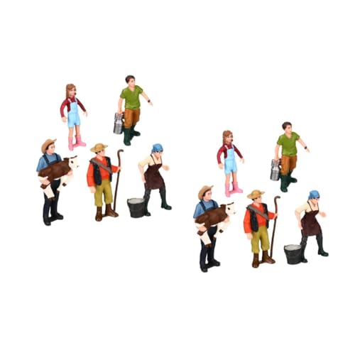 Housoutil 10 Stück Teiliges Bauernhof Miniatur Figuren Robuste Realistische Menschen Modellfiguren für Puppenhäuser Sammlungen Dekoration von Schreibtisch Regal und Spielumgebung von Housoutil