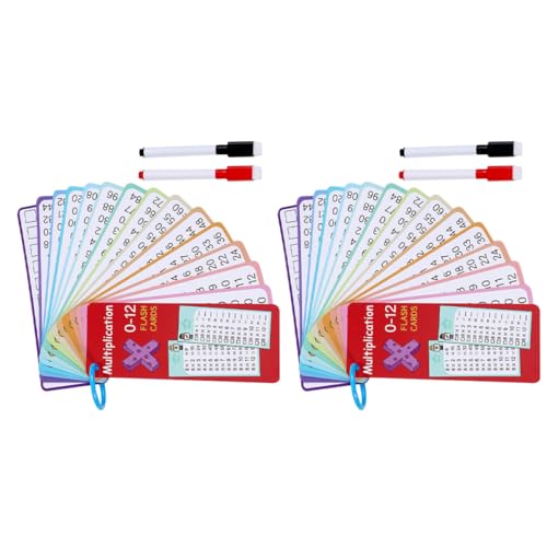 Housoutil 2 Sätze Wiederverwendbare Flashcards mit Abwischbaren Stiften Ringen für Interaktives Lernen im Klassenzimmer und Zuhause von Housoutil