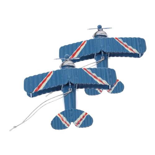 Housoutil 2 Stück Doppeldeckermodell Vintage Flugzeug Modell Metall Flugzeug Dekoration Modellflugzeug Retro-Flugzeugmodell Miniaturflugzeug aus Metall Flugzeugmodelldekoration Eisen Blue von Housoutil