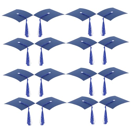 Housoutil 20 Stück Mini -Abschlusshutdekoration Schokoladenabschlussdekorationen Herzlichen Glückwunsch, Absolvent, Cupcake-Topper Bonbon -Abschlussdekor Polyester Blue von Housoutil