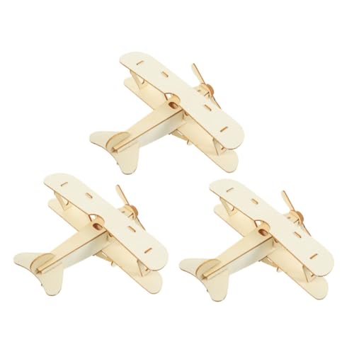 Housoutil 3 Stück DIY Holzflugzeug Modellbausatz Teilig Bemalbares Segelflugzeug aus Robustem Holz für Fördert Kreativität Hand Augen Koordination und Naturfarben von Housoutil