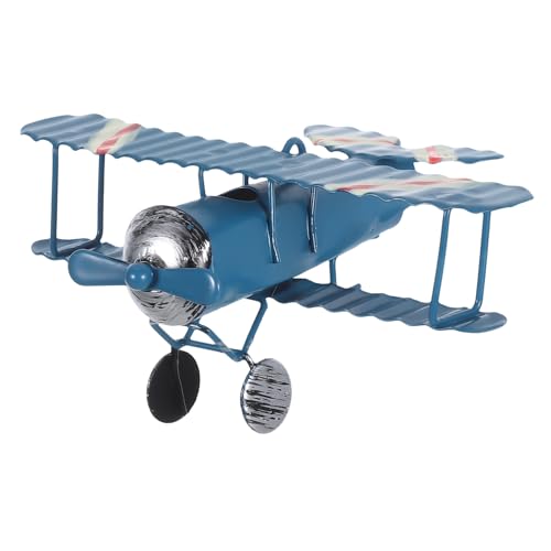 Housoutil 3 Stück Retro Flugzeug Modell aus Metall Vintage Airplane Ornament in Blau Nostalgische Dekoration für Schreibtisch und Weihnachtsbaum Handgefertigtes Flugzeug Modell für von Housoutil