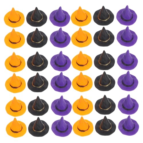 Housoutil 36 Stück Teiliges Miniatur Hexenhut Bunte Kunststoff Hexenhüte für DIY Bastelprojekte Vielseitige Halloween Dekorationen für Party Puppenhaus und Kunsthandwerk von Housoutil