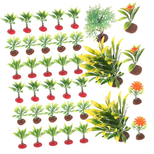 Housoutil 37 Teiliges Simulationspflanzenmodell Mini Modellbäume Pflanzen Kunstpflanzen Kunstbaum Kunstgrün Gartenornamente Mikro Landschaftsornament Mini Gartendekoration von Housoutil