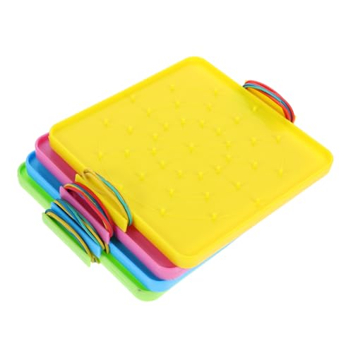 Housoutil 4 Stück Doppelseitiges Geoboard Mit Gummibändern, Mathematisches Manipulationsmaterial, Array-Block, Geoboard, Pädagogisches Spielzeug Für Kinder, Puzzle-Spielzeug in Stammform von Housoutil