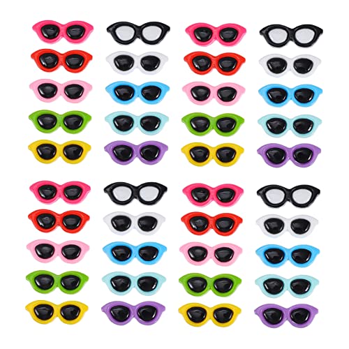 Housoutil 40 Stück Resin Flatback Sonnenbrille Charm Bunte Schmuckzubehör für Diy Handyhüllen Armbänder Ohrringe Mehr für Kreative Bastelprojekte von Housoutil