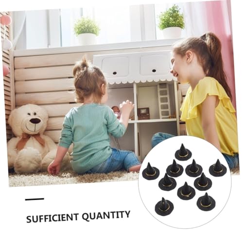 Housoutil 40 Stück Teiliges Mini Halloween Hexenhüte aus Schwarzem Kunststoff Robuste DIY Bastelaccessoires für Elfen Kleine Figuren Halloween Party Dekoration von Housoutil