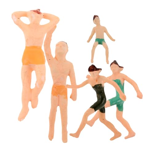 Housoutil 5 Stück Miniatur Schwimmer Figuren Farbig Bemalt Detailreiche Badeanzug Menschen Modellbau Zubehör für Modelleisenbahn Diorama Architektur Landschaft von Housoutil