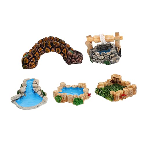 Housoutil 5 Stück Miniaturbrücken Teiliges Retro Harz Landschaftsdekor für Miniaturgärten Kreative Gartenornamente Wasserbrunnen Holzstämme Steg von Housoutil