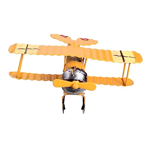 Housoutil Eisen Flugzeug Modell Retro Gelb Schreibtisch Dekoration Desktop Ornament Simuliertes Flugzeug Geschenkidee für Büro Kinderzimmer von Housoutil