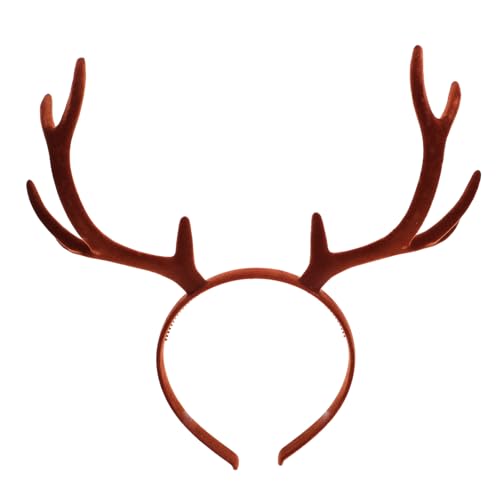 Housoutil Geweih Haarreif, Hirschgeweih Haarband, Elchhorn Haarreif, Weihnachts-Haaraccessoires für Damen, Braun, 27 x 25 cm von Housoutil