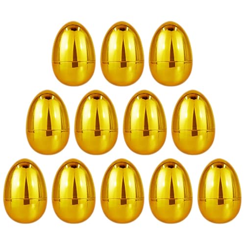 Housoutil Goldene Ostereier 12 Befüllbare Ostereier Leere Ostereier Aus Kunststoff Künstliche Eier Für Die Ostereiersuche Korbfüller Spielzeug Zum Füllen Von Leckereien Partygeschenk von Housoutil