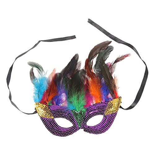Housoutil Halbgesichts Masquerade Maske mit Leuchtenden Federn Kunststoff Strapazierfähig und für Karneval Halloween Maskenball Geburtstagsfeiern und Kostümpartys Geeignet von Housoutil