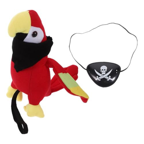 Housoutil Halloween Piratenpapagei Schulterprop, Plüsch Stofftier, inklusive schwarzem Schal & Augenklappe, 20 cm, perfekt für Halloween-Party, Rollenspiele, Housoutil Halloween Piratenpapagei Schulterprop, Plüsch Stofftier, inklusive schwarzem Schal & Augenklappe, 20 cm, perfekt für Halloween-Party, Rollenspiele, von Housoutil
