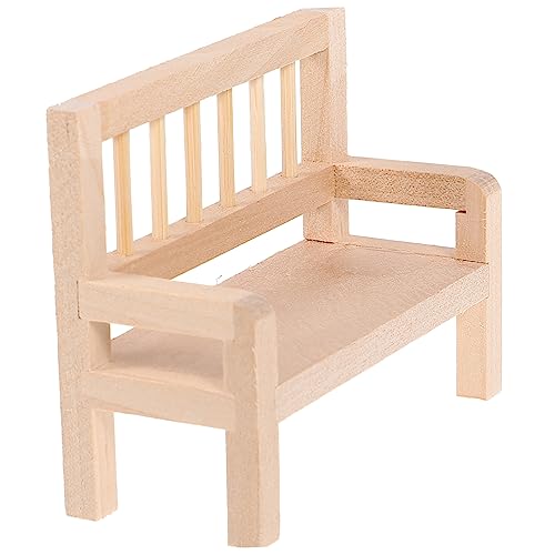 Housoutil Mini -Nachahmung Holzstuhl Miniaturen Puppe winzig Bausatz Miniaturmöbel Miniatur-Bank Minibank aus Holz Miniatur-Bücherregalmöbel Bankverzierung hölzern von Housoutil