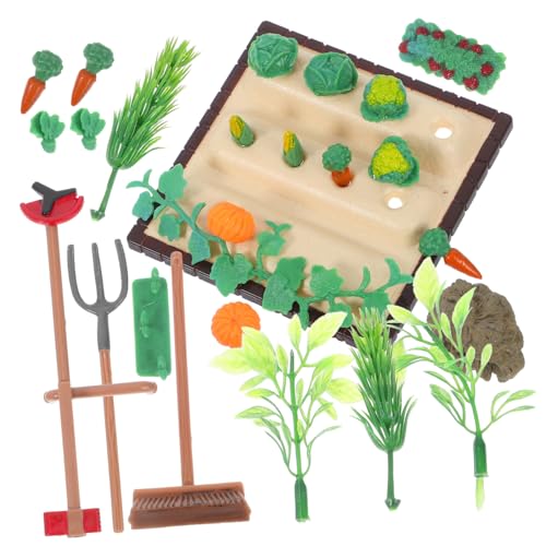 Housoutil Miniatur Rasenmäher und Forke Realistische Miniatur Farmzubehör für Puppenhaus Gartendekoration Vielseitig Einsetzbar für Mini Farm Modellbau und Gemüsefeld Szenen von Housoutil