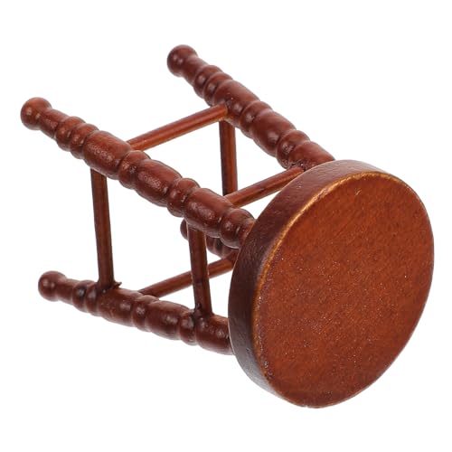 Housoutil Puppenhausmöbel puppenhauszubehör sammlerstücke Puppenhaus Miniatur Zubehör für Puppenhäuser Miniaturen DIY Puppenhaus winziger Hocker Puppenhaus-Miniaturhocker hölzern Light Brown von Housoutil