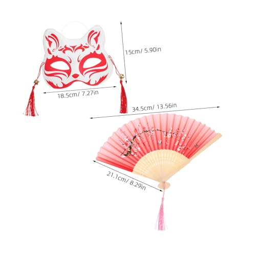 Housoutil Realistische Fuchs Cosplay Maske mit Faltbarem Fächer Leichte Bequeme Gesichtsmaske für Erwachsene für Halloween Kostüm und Themenpartys Stilvollem Sommer Fächer von Housoutil