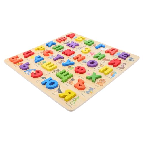 Housoutil Russisches Alphabet Holzpuzzle Montessori Lernspielzeug für Kleinkinder Ergonomisch Bunt Leicht Tragbar Fördert Feinmotorik Sprachentwicklung für Zuhause und Unterwegs Pädagogisch von Housoutil