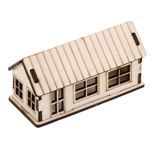 Housoutil Sandtischhaus Bauen holzspielzeug Miniaturhaus unfertiges Holzhaus Handwerkshäuser Hausspielzeug Bausatz kleine Häuser zum Basteln Holz zum Basteln hölzern Beige von Housoutil